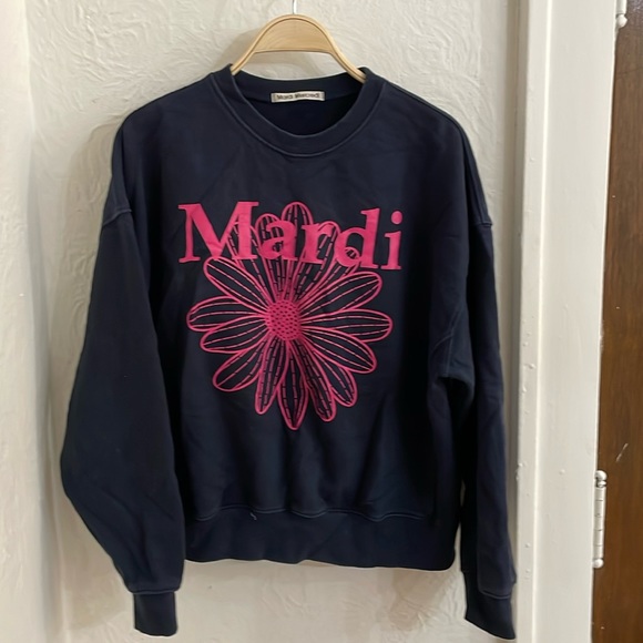 MARDI MERCREDI Women's Flower Mardi Sweatshirt Size OS In Navy/Violet - Picture 4 of 9